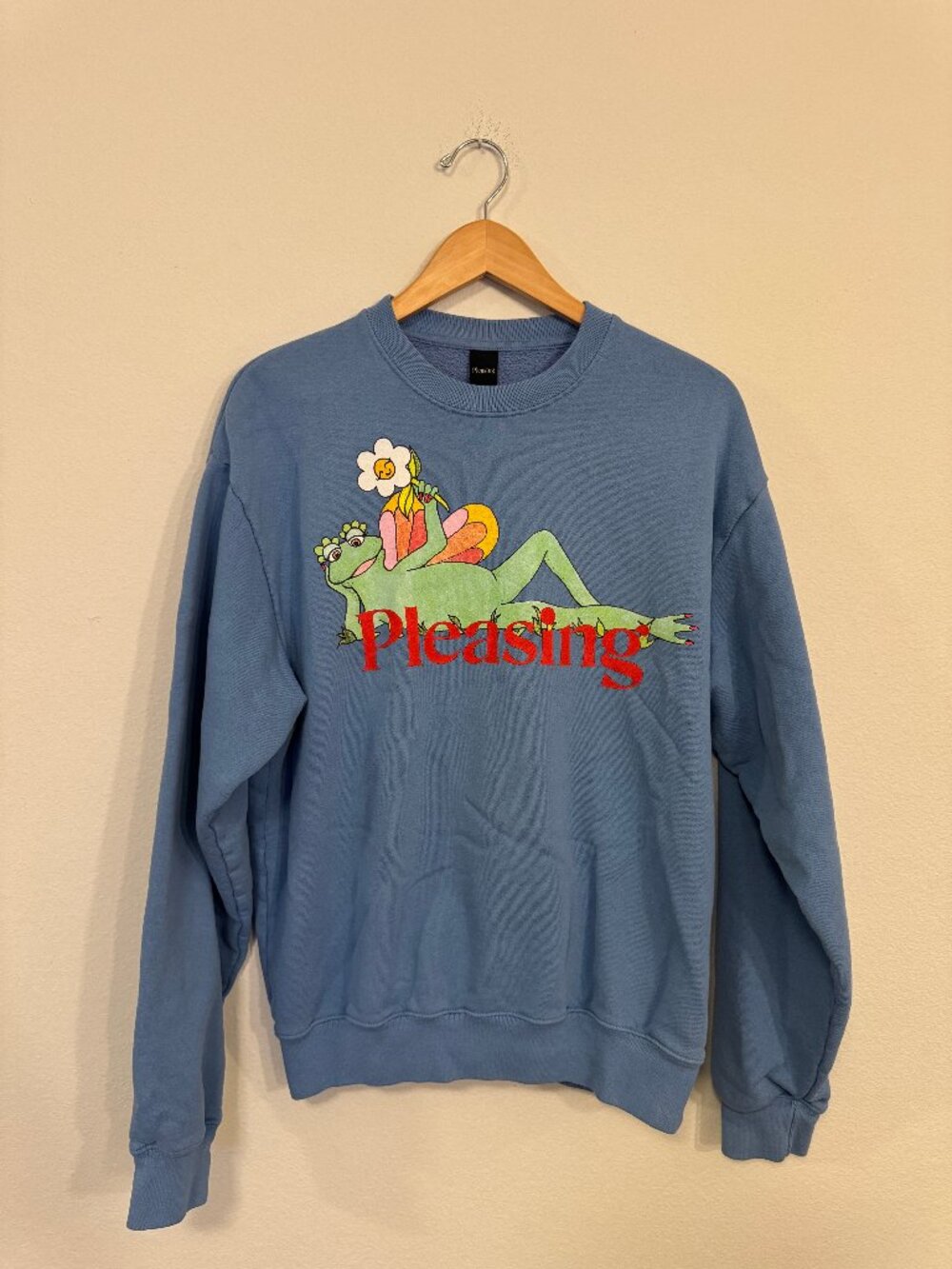 Pleasing Shroom Bloom Frog Crewneck Sky Blue M Harry Styles Made in USA